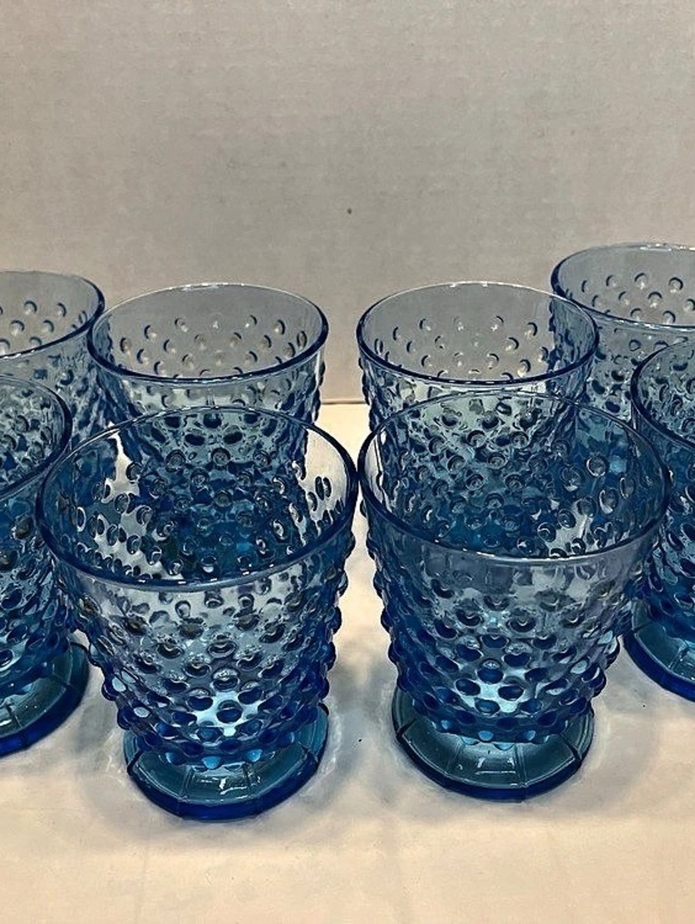Indiana Glass Hobnail Footed Tumbler Blue Set of 8